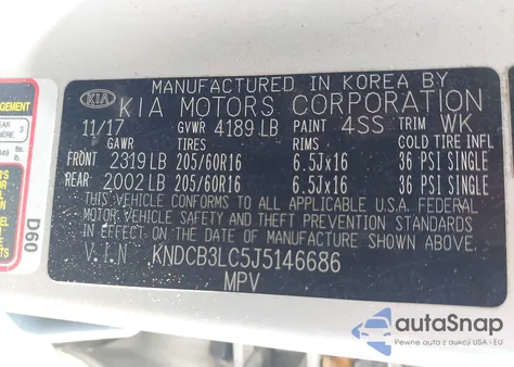 2018 Kia Niro Lx из США, поврежденный, VIN KNDCB3LC5J5146686